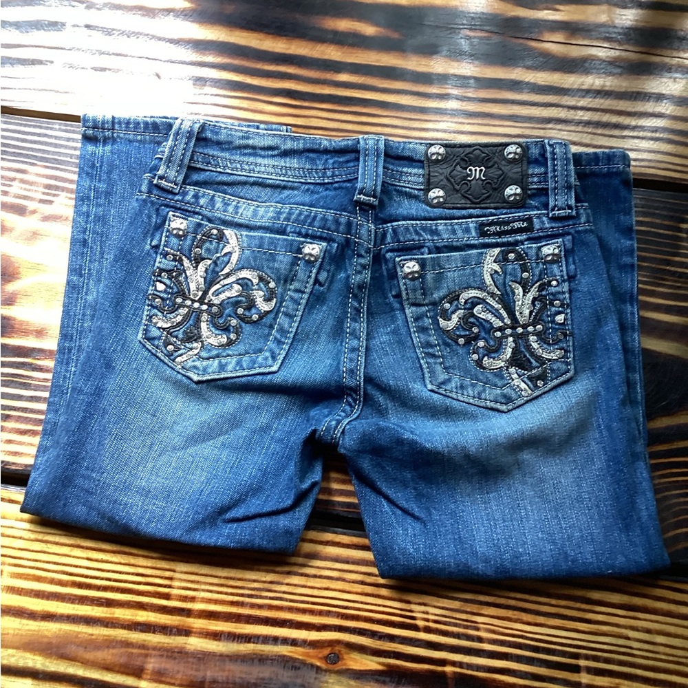 Miss Me Blue Embellished Capri Size 12